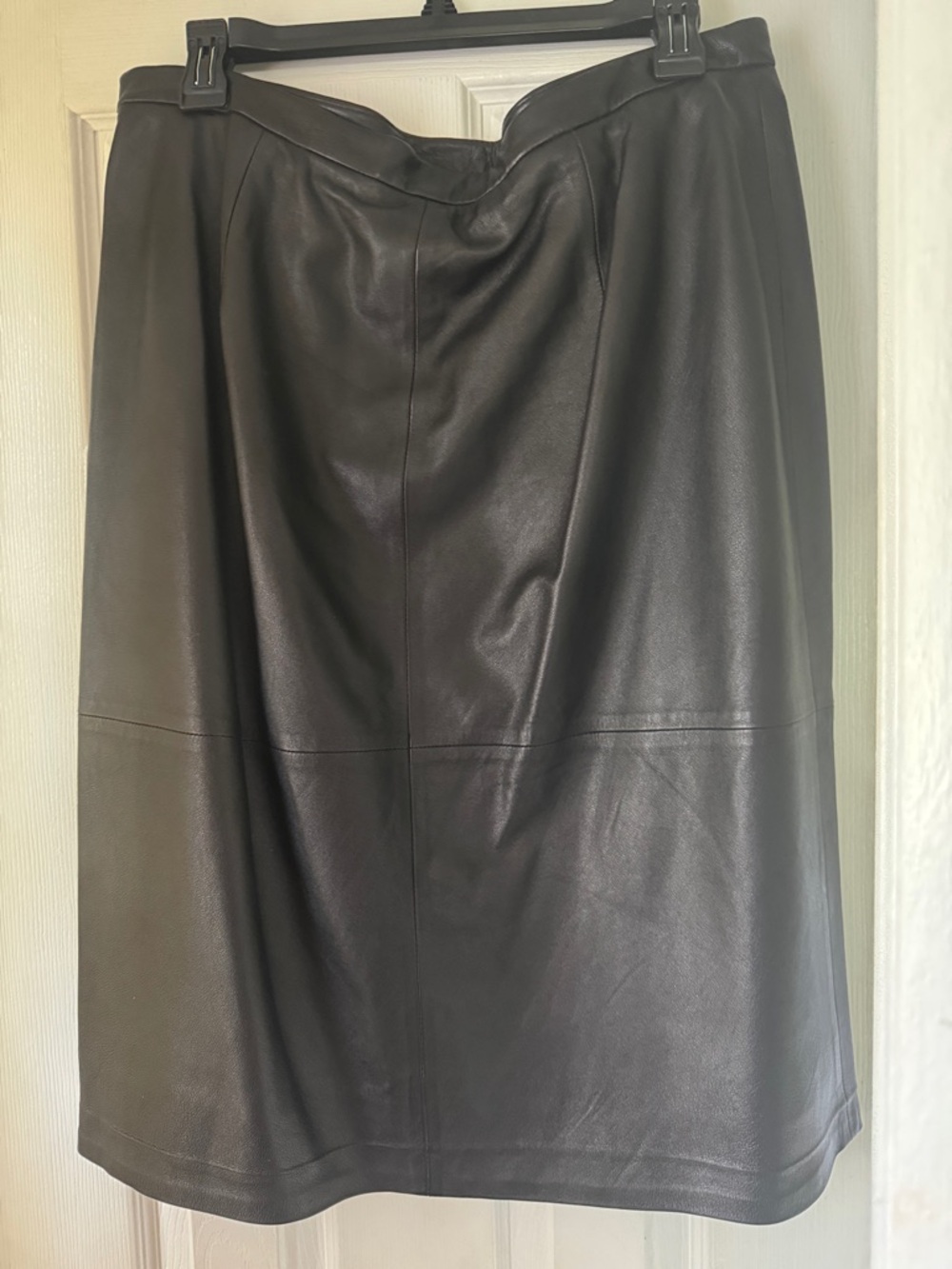 Rena Rowan Black Leather A-Line Skirt